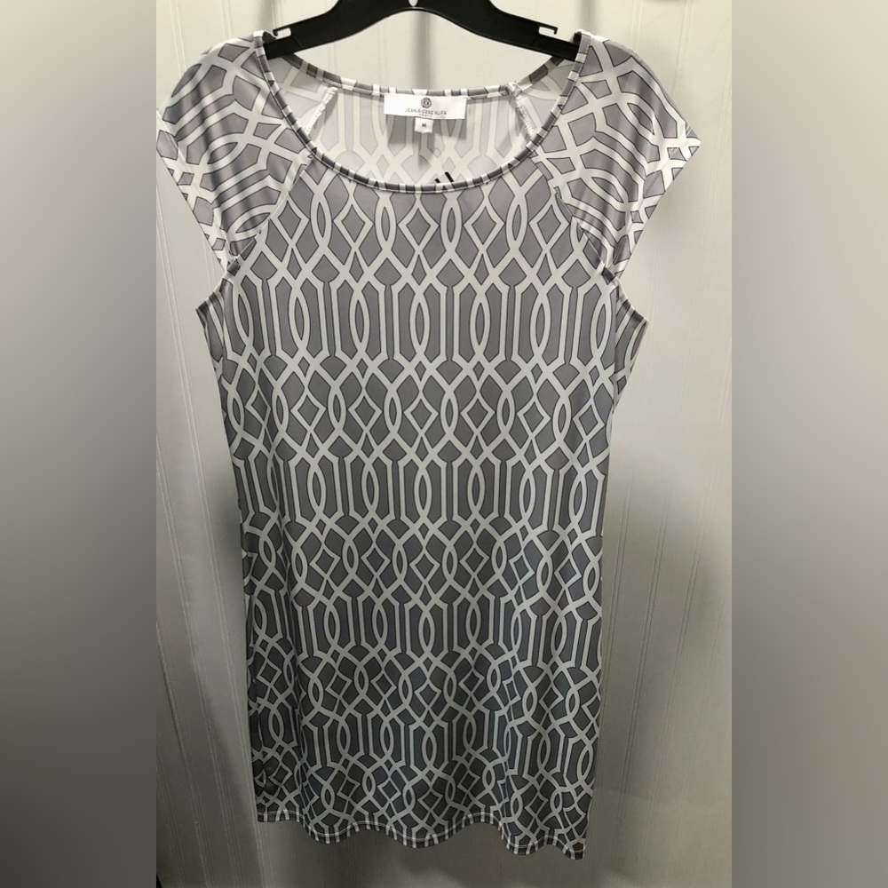 Jean-Pierre Klifa Grey White Black Geo Print Dress